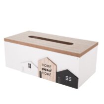 Drevený box na vreckovky Home town biela, 24 x 12 x 9 cm