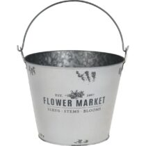 Kovový obal na kvetináč Flower market sivá, 23,3 cm