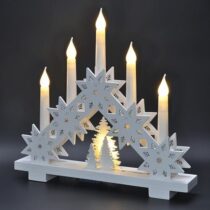 Solight LED vianočný svietnik s hviezdami, biela, 30cm, 5x LED, 2x AA