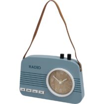 Stolné hodiny Old radio modrá, 21,5 x 3,5 x 15,5 cm